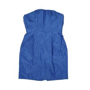 J. CREW Dress 10 Blue Silk Taffeta Strapless Party